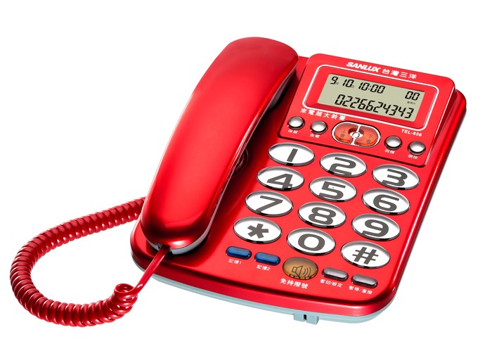 SANLUX台灣三洋 來電顯示 超大鈴聲 有線電話機 TEL-856紅★80B018